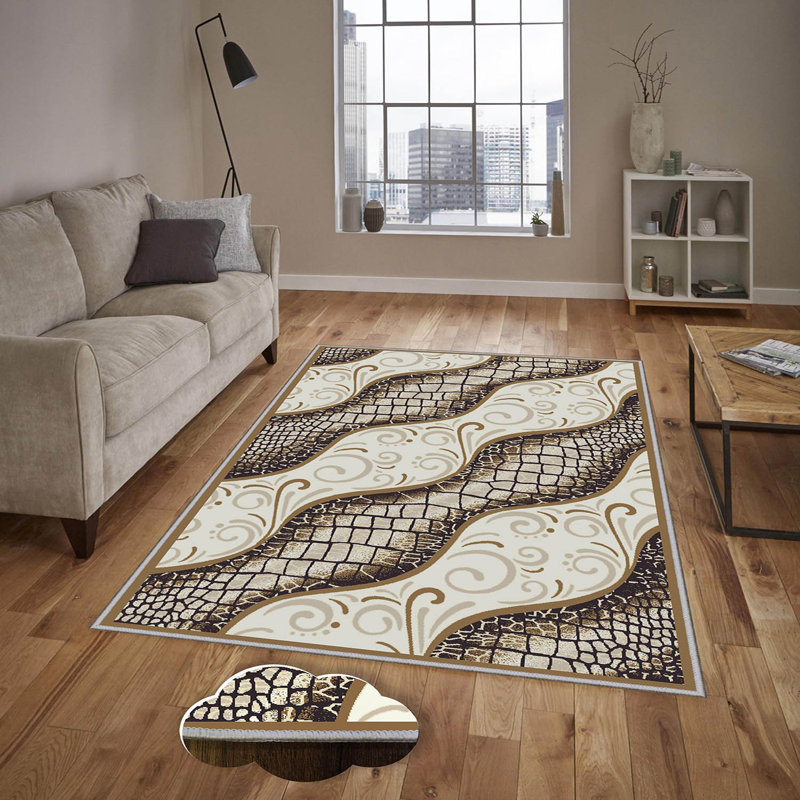 Luxurious 3D Printed Area Carpet, 5.9 x 9.2 Feet | 1% Polyester, .3 in Pile Height, 65 g/m² | Antibacterial & Non-Slip Underside, Machine Washable for Easy Care | Perfect for Living Room, Bedroom, or Office Décor