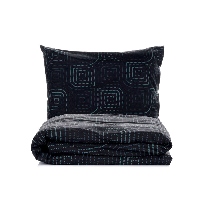 Luxury Ranforce Quilt Cover Set, Petrol Blue, 78.7 x 78.7 inches | 100% Cotton, 145 Thread Count, Machine Washable | Includes 2 Pillowcases (31.5 x 31.5 inches) | Elegant Reactive Printing, Soft & Durable