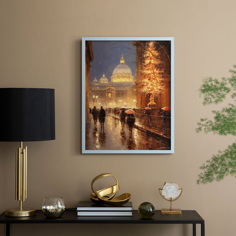 «Christmas Holiday Art DCC XXXVI», reproduction d'art encadrée - bois massif, Bleu, H 30 po x l 24 po