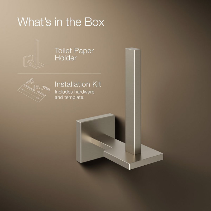 Square Vertical Toilet Tissue Holder, Vibrant Brushed Nickel