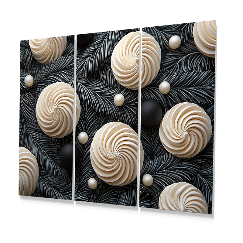 Ensemble de salon art mural blanc et noir, Métal métal, H 32 po x l 48 po x P 1 po