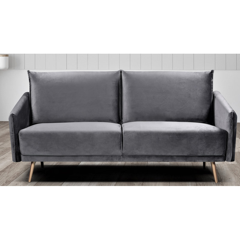 Canapé à accoudoirs carrés en velours de 72,83 po Darby, Velours gris