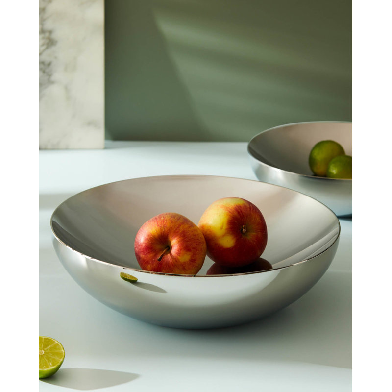 Medium Silver Stainless Steel Double-Wall Serving Bowl