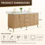 Siena 72" Double Bathroom Vanity with Grain White Engineered Stone Countertop without Mirror