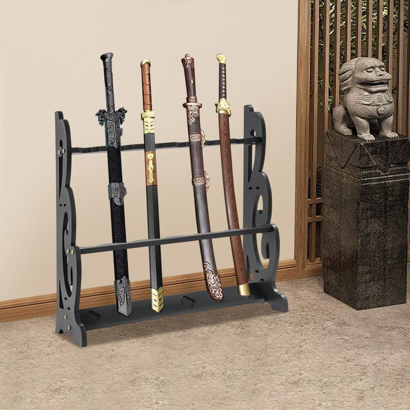 6 Hole Adjustable Vertical Sword Rack, Black