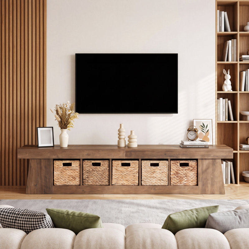 Meuble télé 78,74 po avec 5 paniers tissés