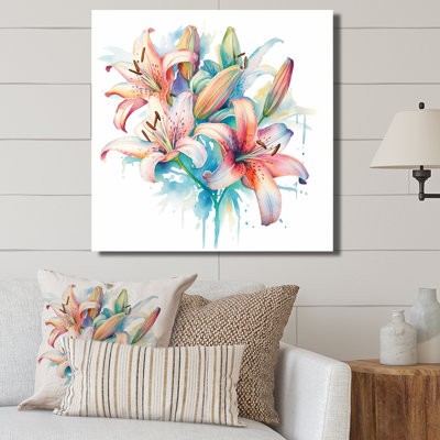 Aquarelle élégante lis pureté III sur toile