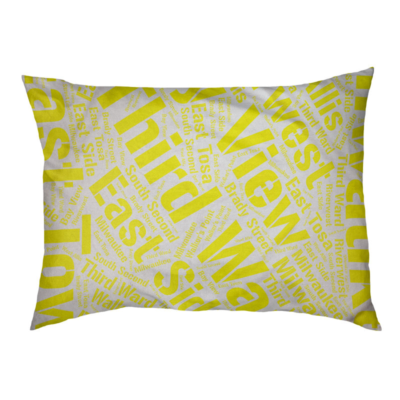 Coussin de chien « districts », Grand (l 40 po x P 30 po x H 14 po), Jaune, Milwaukee