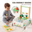 Poussette en bois en bois avec centre d'activités pour la ferme, trotteur à vitesse réglable avec xylophone, jeu de carotte et trieur de forme