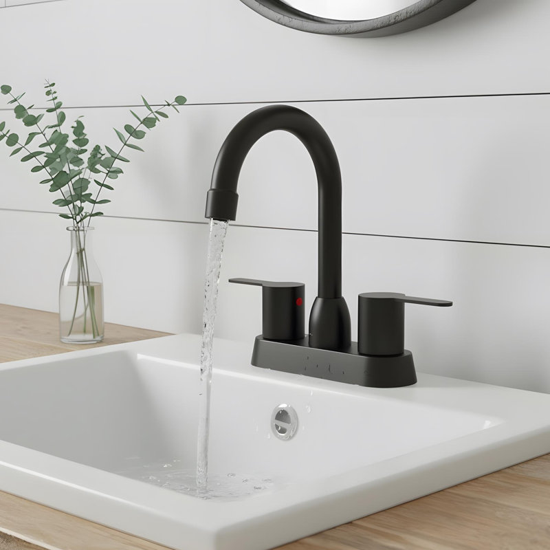 Bathroom Sink Faucet for 3 Hole with 2 Handles, Matt Black