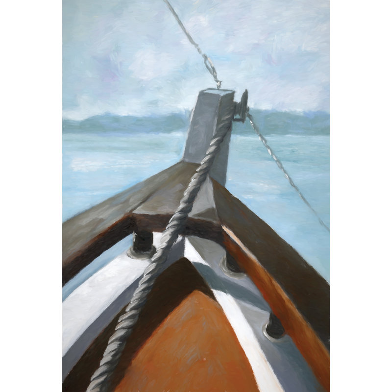 Bateau côtier par Inconnu, H 36 po x l 24 po, Papier avec cadre photo en érable, Blanc / Blanc
