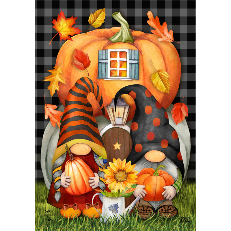 Fall Gnome Home House Flag