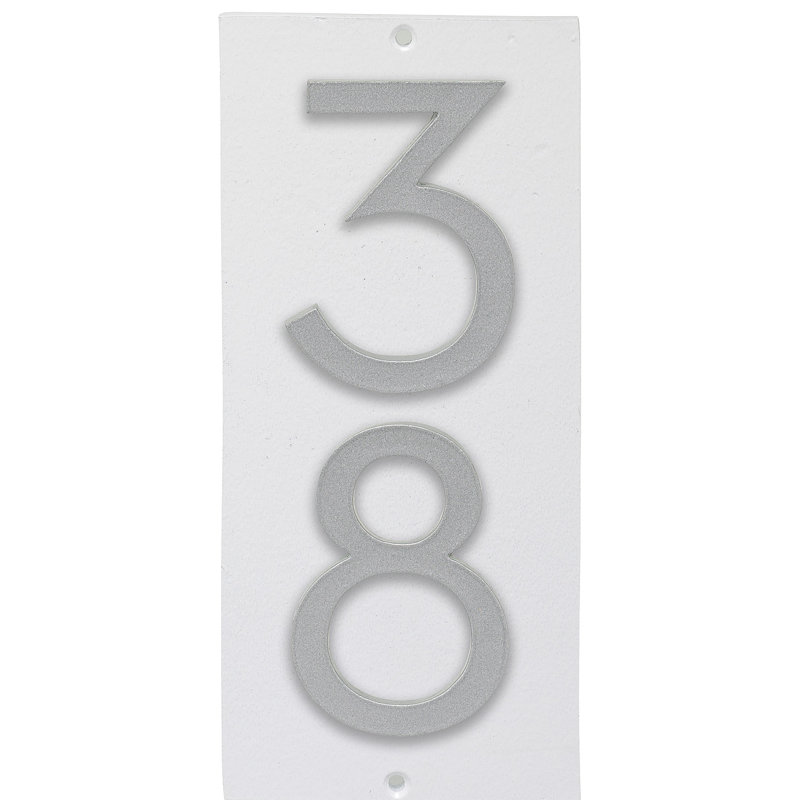 Plaque d'adresse murale flottante sur 1 ligne, Blanc, Argent, Oui