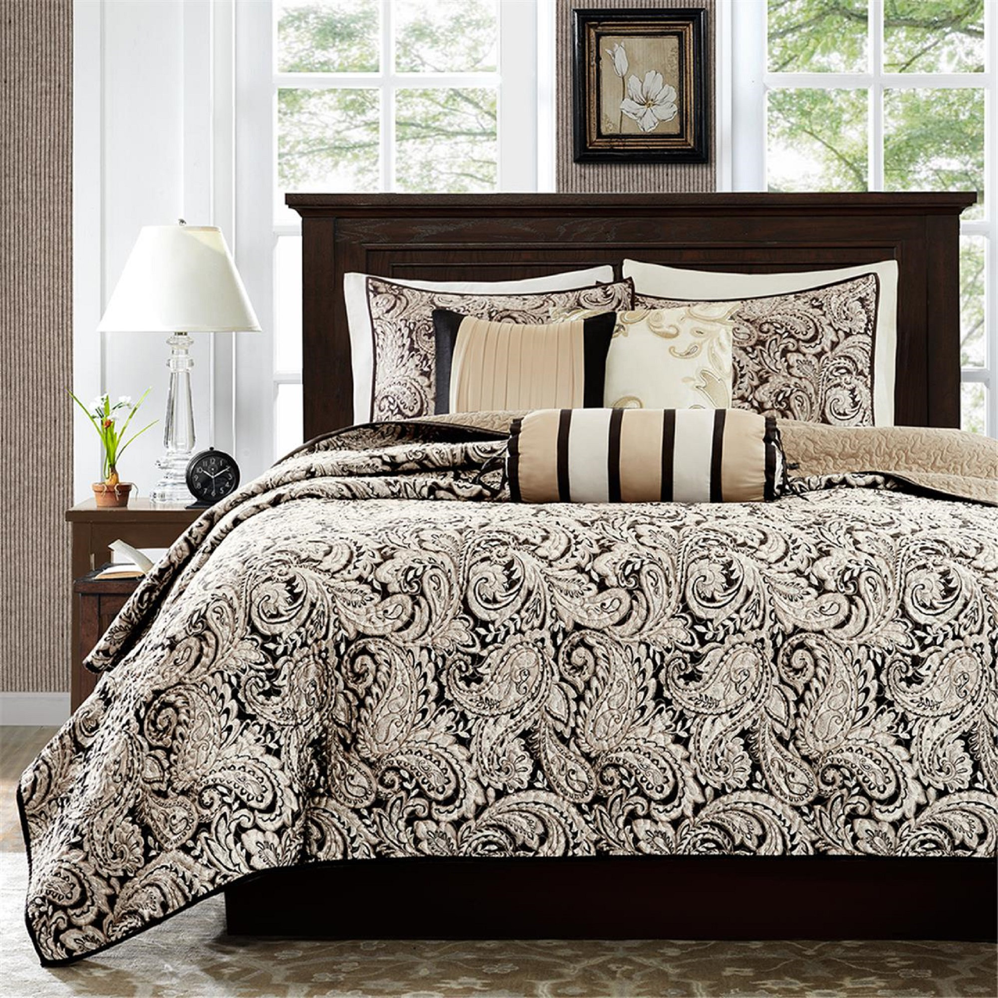 Bellagio 6 Piece Jacquard Quilt Set with Throw Pillows by Madison Park