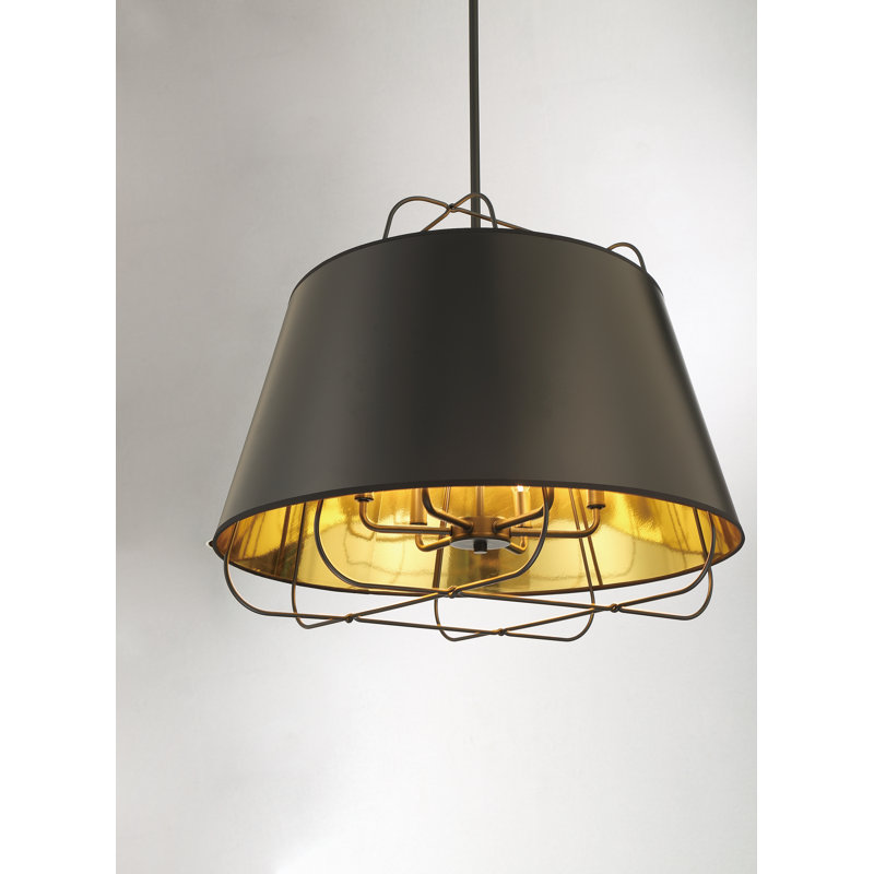 Luminaire suspendu conique à 6 lumières Tura, Noir, Noir