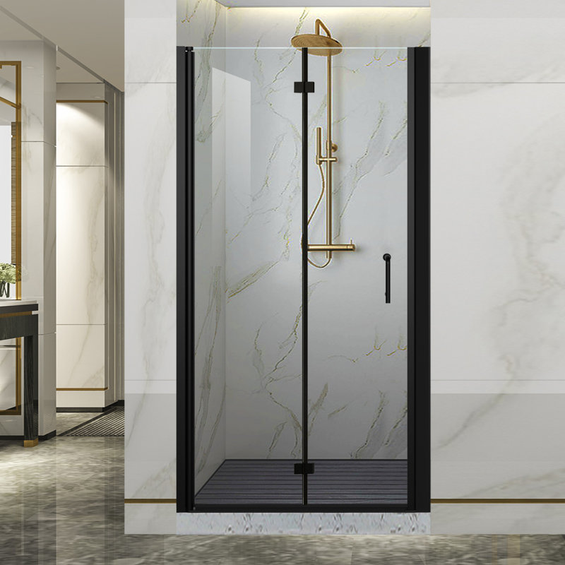 36-37.9 in. W x 72 in. H Frameless Bi-fold Shower Doors with Clear SGCC Tempered Glass, Matte Black