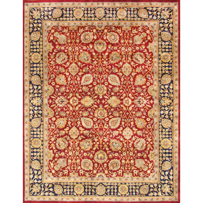 Baku Hand-Knotted Red/Navy Blue Area Rug