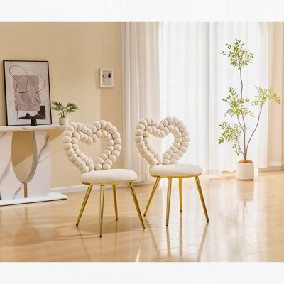 Chaise d'appoint unique en velours capitonné avec siège en métal brillant et siège moderne unique pour la décoration intérieure (ensemble de 2)