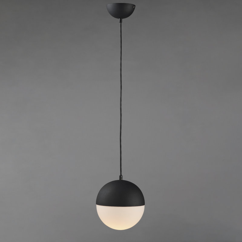 Luminaire suspendu simple à intensité variable 1 lumière Hastings, Noir, H 12,25 po x l 11,75 po x P 11,75 po