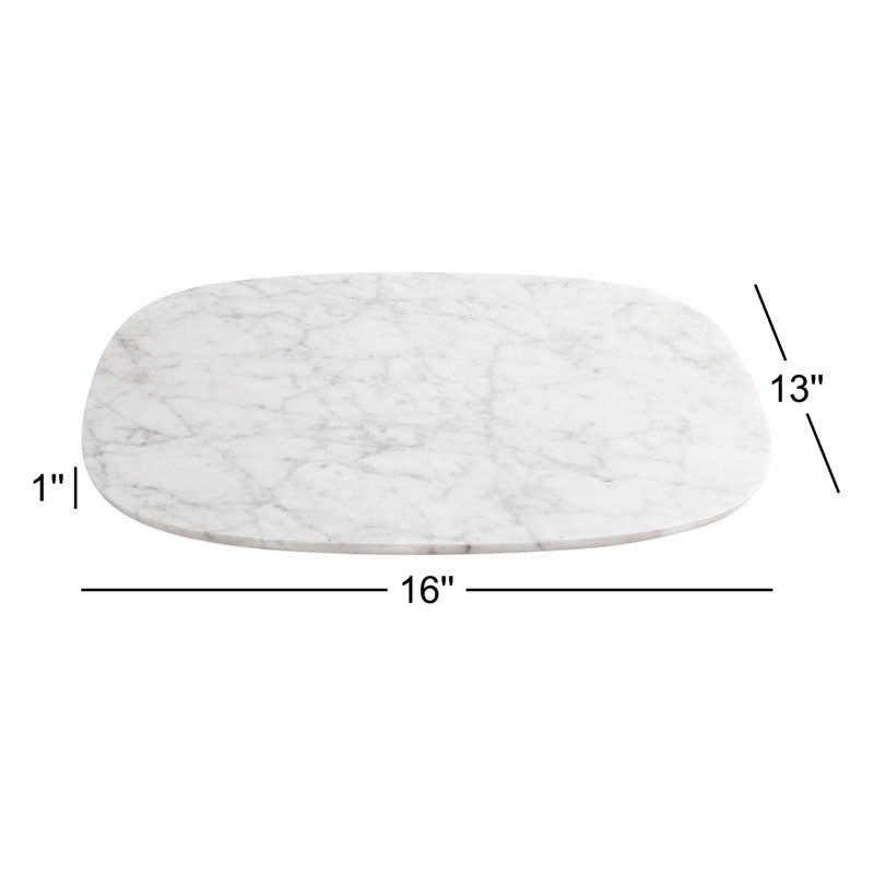 Plateau en marbre Delicieuse, H 1 po x l 16 po x P 13 po, White Marble