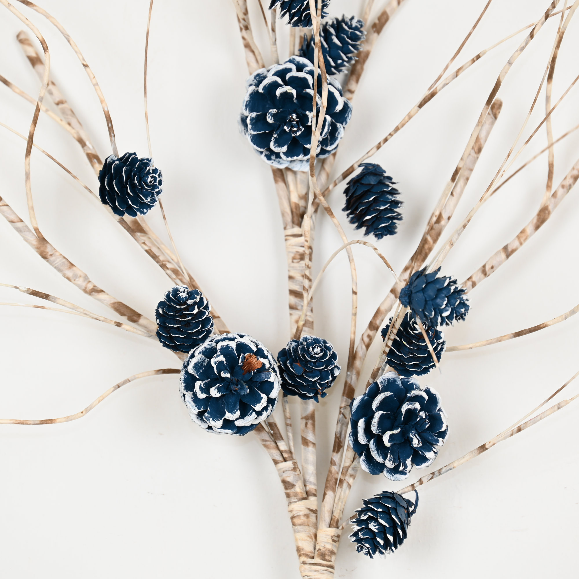36" Artificial Birch Frosted Pinecones Winter Branch For Vase Filler, Farmhouse Long Stem Curly Twig Sprays Bouquet For Christmas Day Wedding Party Home Office Table Centerpiece Shelf Decorations