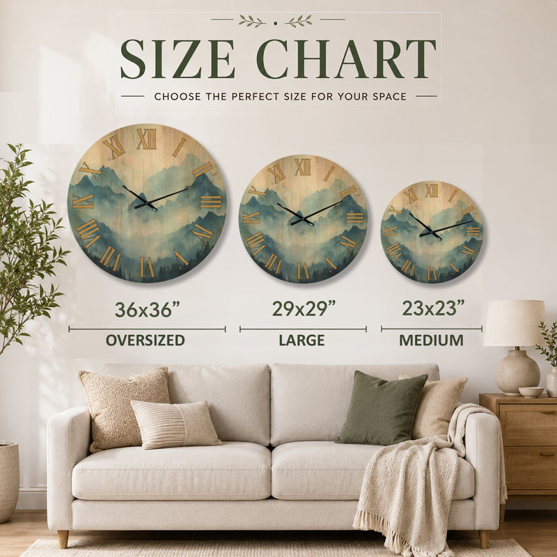Horloge murale ronde en bois Scenic, Medium