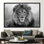 Art mural lion majestueux aux yeux bleus - Toile animalière pour loft et décoration moderne