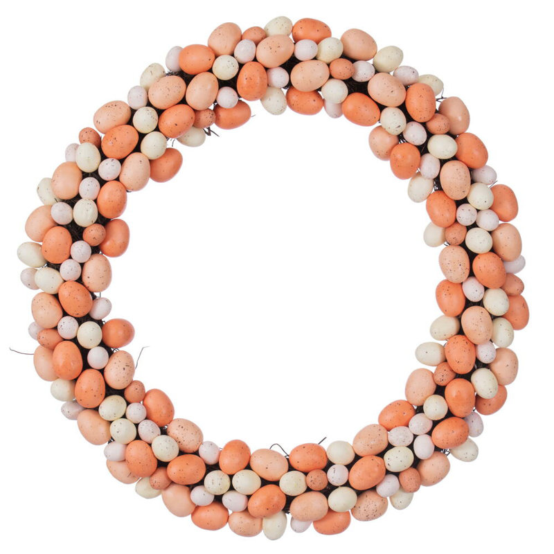 Vickerman 24" Artificial Easter Eggs Wreath. Features Easter eggs on a grapevine base., Coral