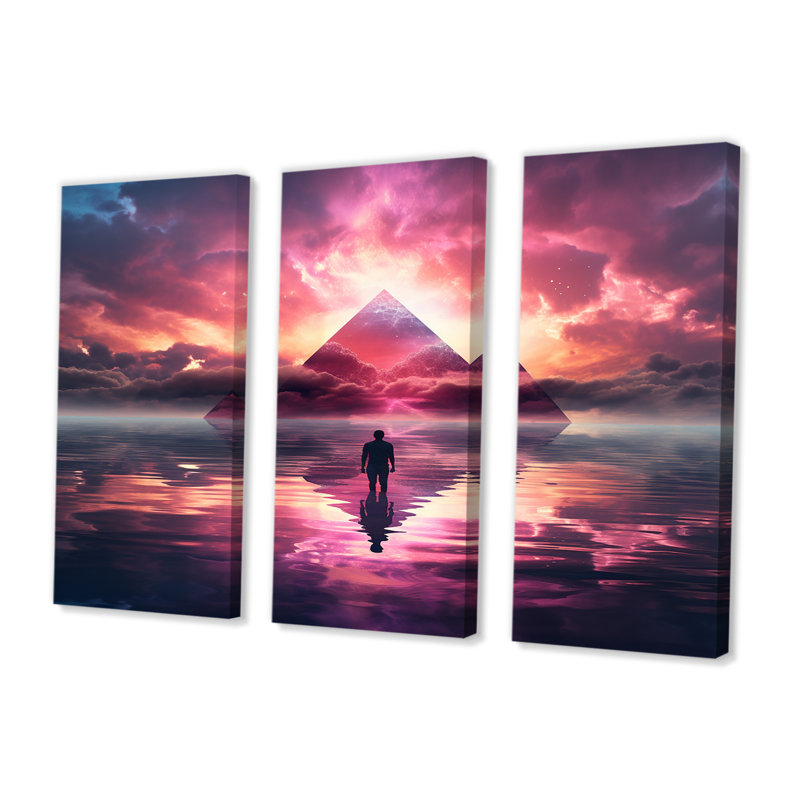 Hyeon - Ensemble d'art mural paysage abstrait, Toile tendue, H 32 po x l 48 po x P 1 po