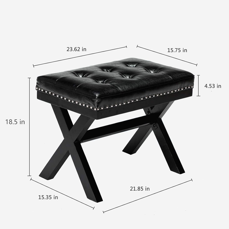 Leeannah Upholstered Ottoman, Black