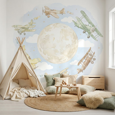 Papier peint lunaire lunatique Airplanes
