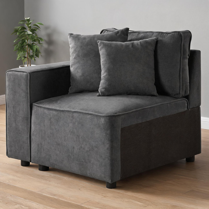 Fauteuil d'appoint rembourré en tissu gris Classic