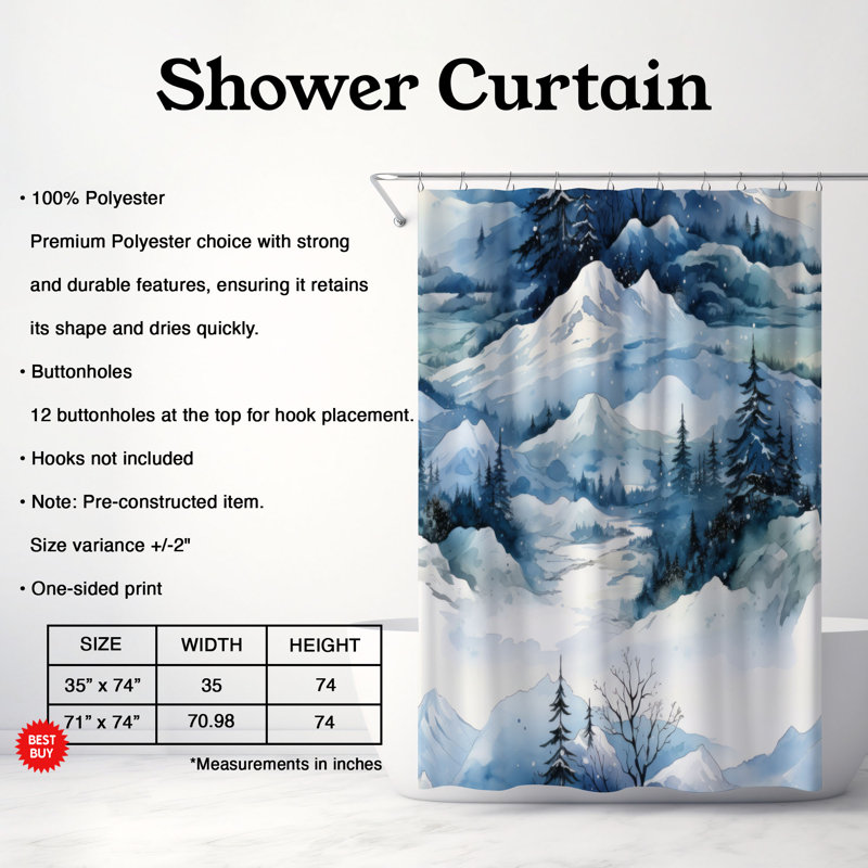 Rideau de douche Wintry Paradise - Premium, H 74 po x l 71 po