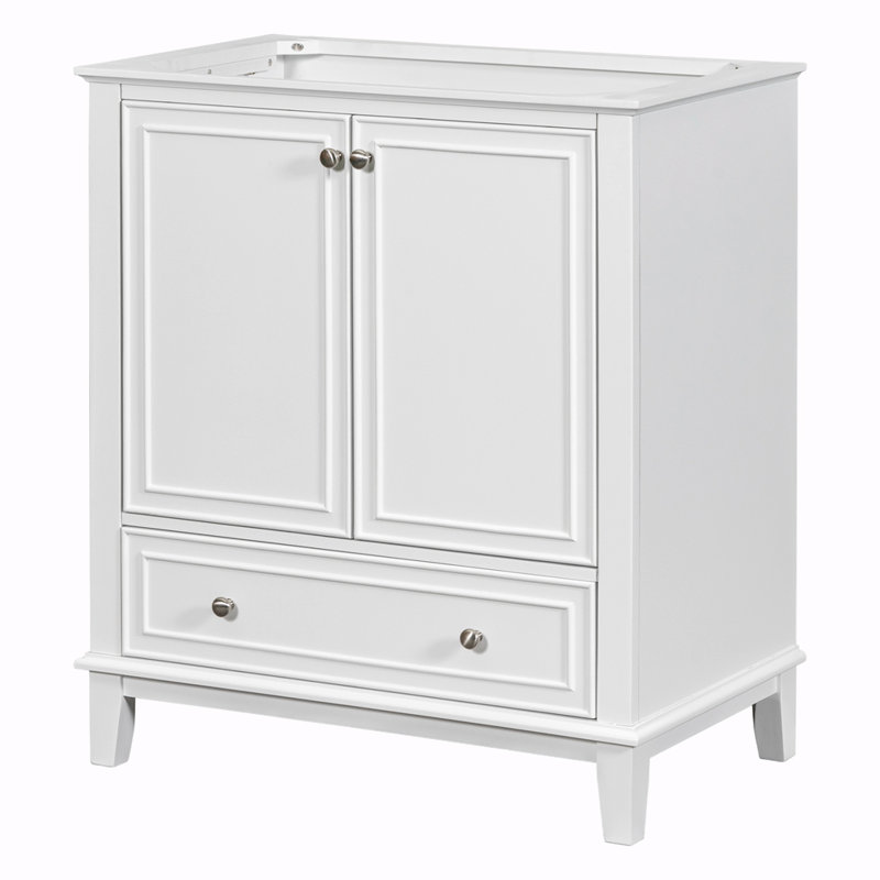 Ensemble de meuble-lavabo simple 29,5 po avec plateau en bois manufacturé Shavonda, Blanc