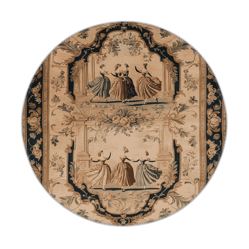 Tapis d'intérieur et d'extérieur brun français, Rond 5 pi