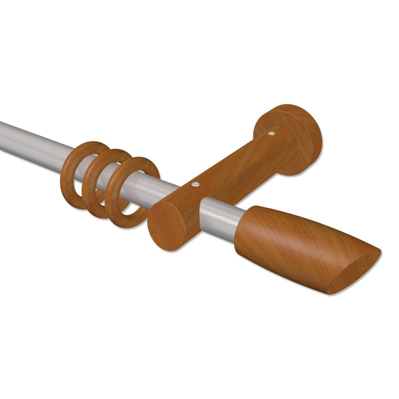 Remerton Curtain Pole Set, 5cm H x 420cm W x 15cm D, Silver Grey/Cherrywood Lacquered