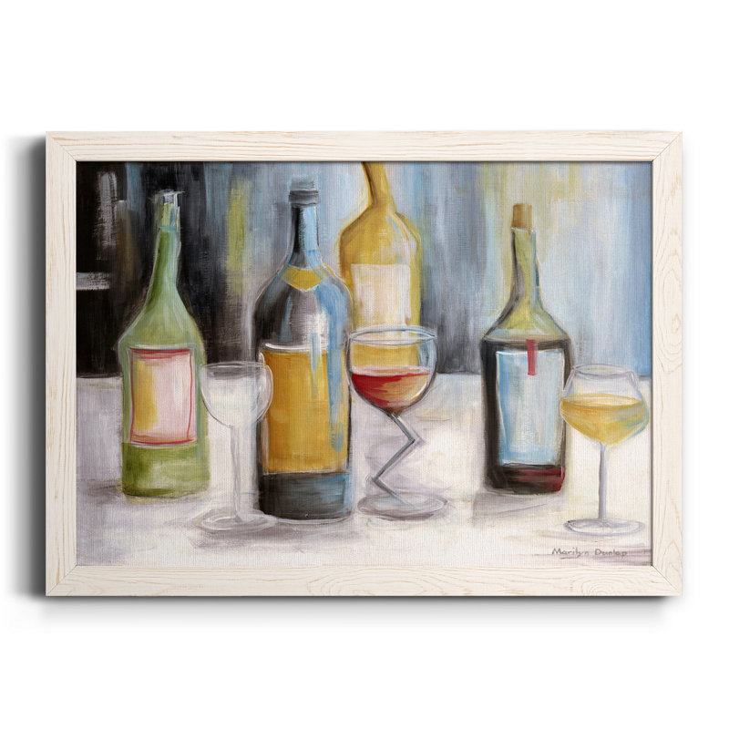 Dégustation de vin - Peinture sur toile encadrée, H 31,5 po x l 23,5 po x P 1,5 po, Toile blanche encadrée