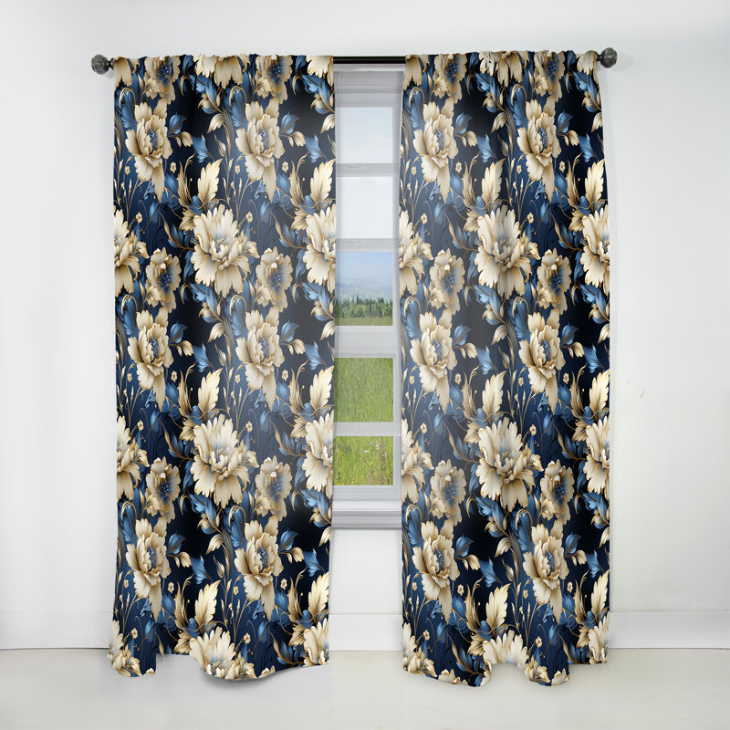 Regal Baroque Flourish Victorian Pattern III - Bohemian Velvet Curtain - Room Darkening - 1 panel, 52" W x 95" L