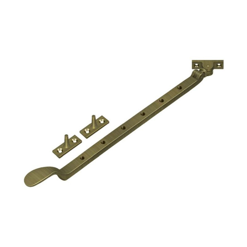 Colonial Casement Stay Adjuster, Antique Brass