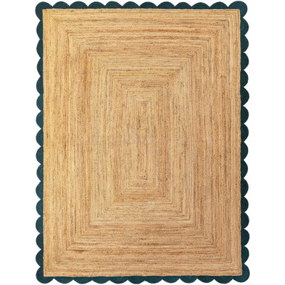 Tapis contemporain de couleur naturelle et verte