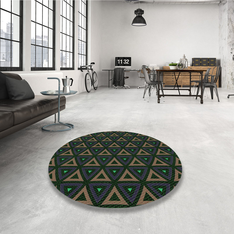 Performance Wool Abstract Indoor Rug, Round 5'