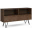Bibliothèque basse Chase 30 "en bois d'acacia massif et métal avec tablettes ouvertes et structure en métal