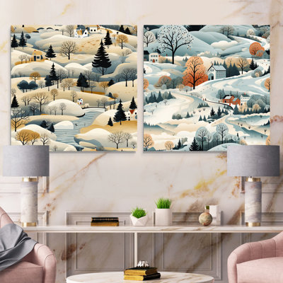Summer Scenery Scandinavian Pattern - Floral Acrylic Wall Art Glass Set Of 2