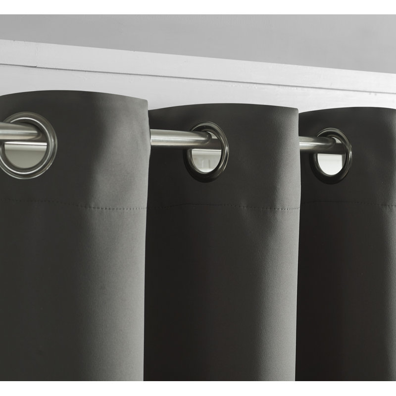 Paire de rideaux unis avec œillets, L 52 po x L 108 po, Gris