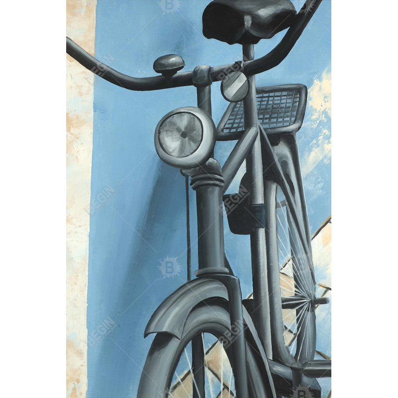«Abandonné bicyclette» sur toile, Bleu / blanc