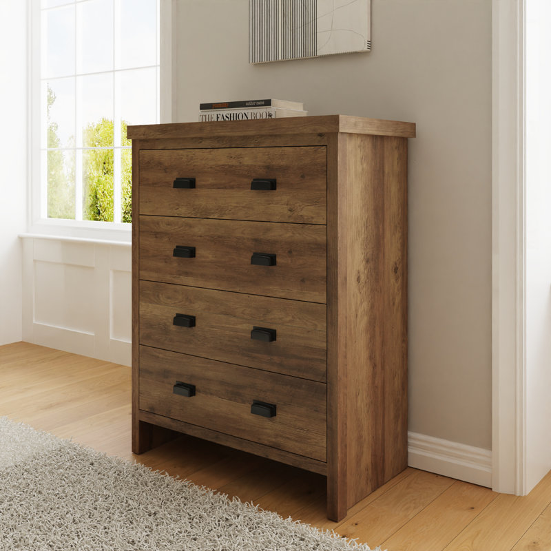 Alechandre 73 cm W Chest of 4 Drawers, Knotty Oak