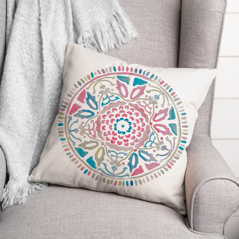 Housse et insert de coussin extérieur d'extérieur, Rose / bleu, Floral 3