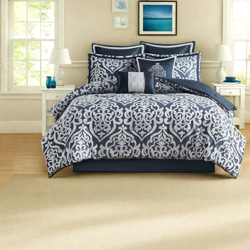 Luxurious Jacquard Bedding Sets, Polyester Comfort, Elegant Damask Design
