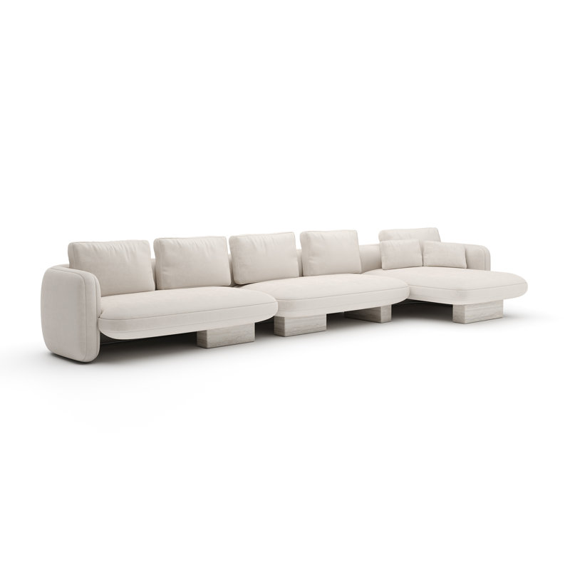 *Overlap Right Chaise Sec Large Ecru, White Polyester Blend
