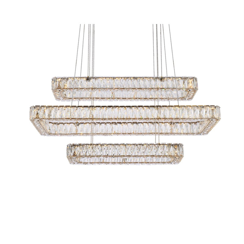Maart 3 - Light LED Unique/Statement Pendant, 80" H x 42" W x 18" D, Gold